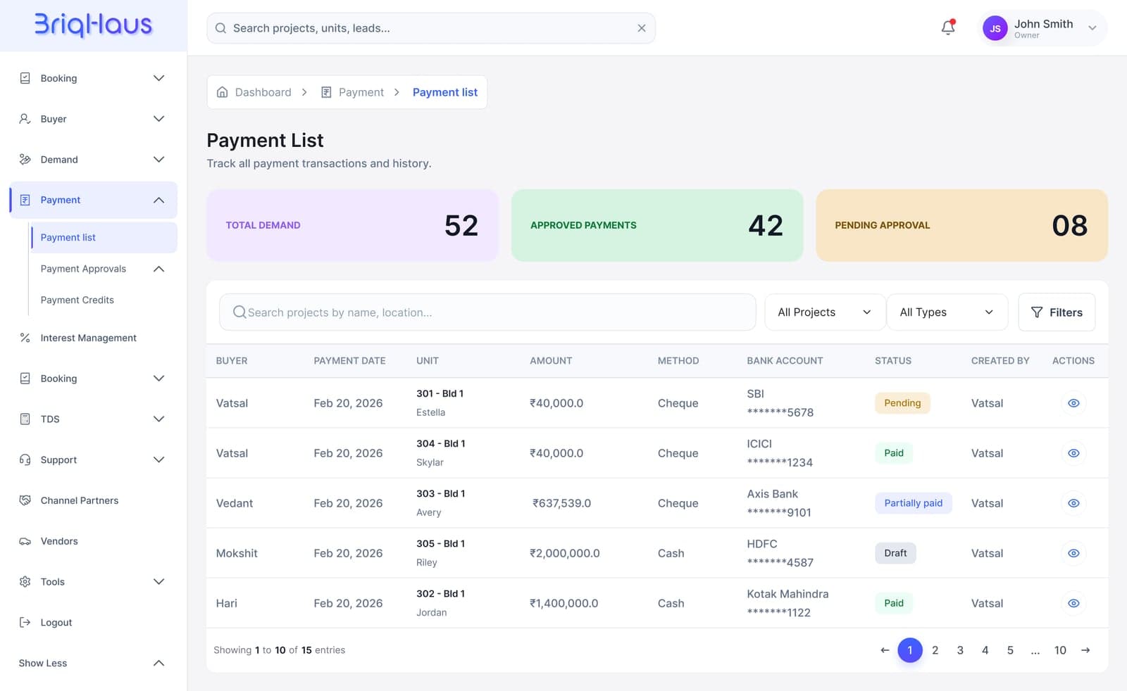 Payments: demanded, approved, pending, and the ledger behind them